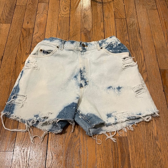 Vintage Tye Dyed Cut Off Distressed Jean Shorts - Picture 1 of 4